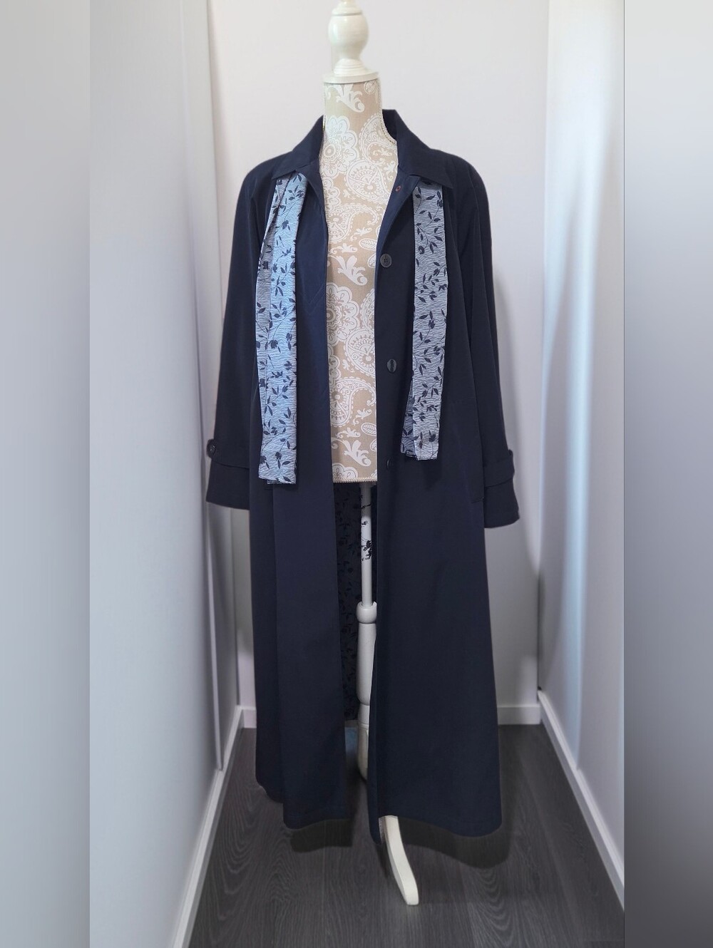 Fleet Street Rainwear All Weather Classic Black Maxi Trench Coat Size Large